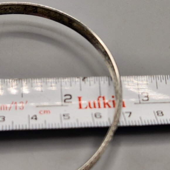 Sterling Silver Bangles Etched Geometric Pattern 925 - Picture 10 of 11